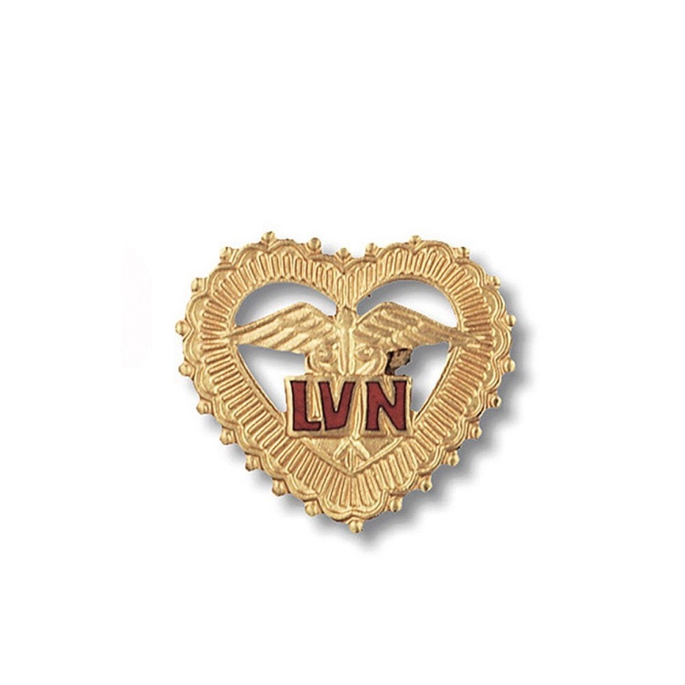 Gold Heart LVN Brooch